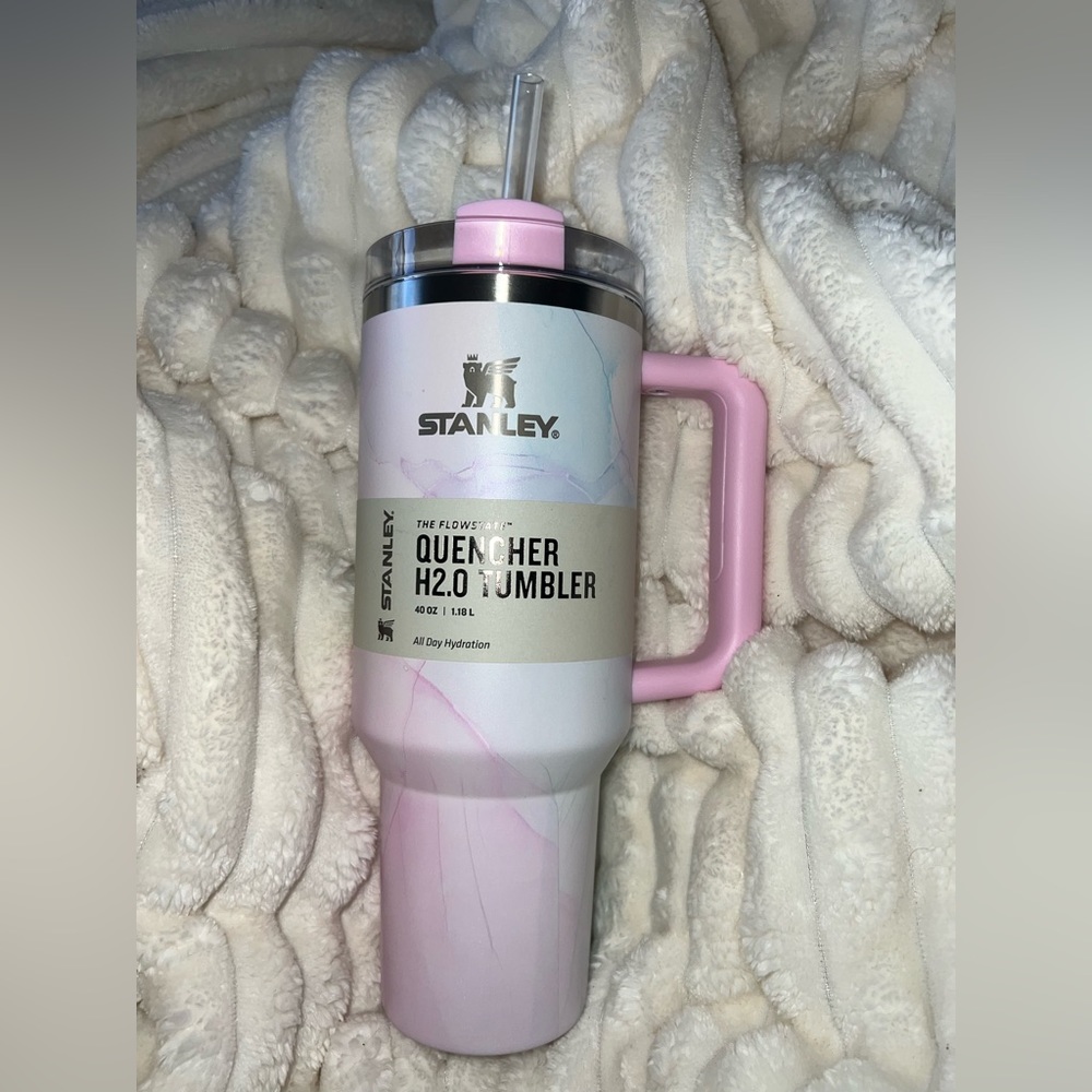 Stanley 40 oz WATERCOLOR TULLE PINK Stainless Steel H2.0 Flowstate Tumbler Cup